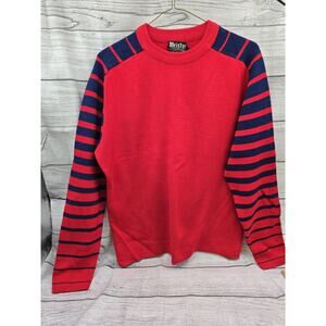 Vintage Meister Size XL Blue Red Striped Wool Ski Sweater Mock Neck Women’s